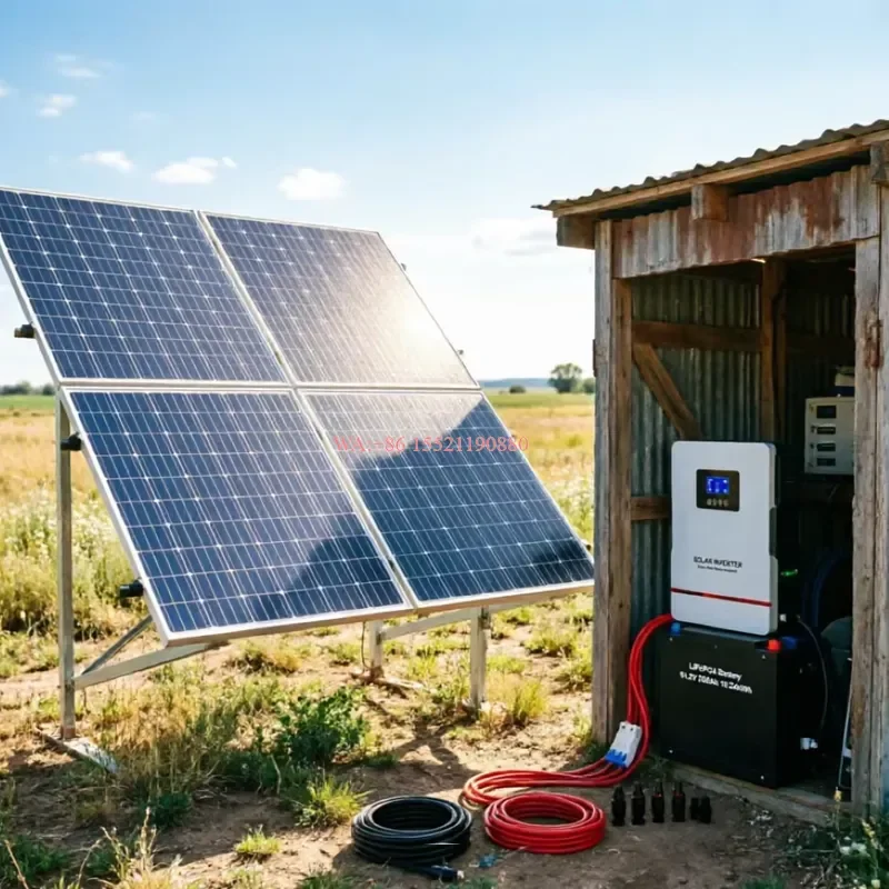 WMWMNU 500W Off Grid Solar Power System with MPPT Inverter 24V 100Ah LiFePO4 Battery 1kW Load Pure Sine Wave for Home