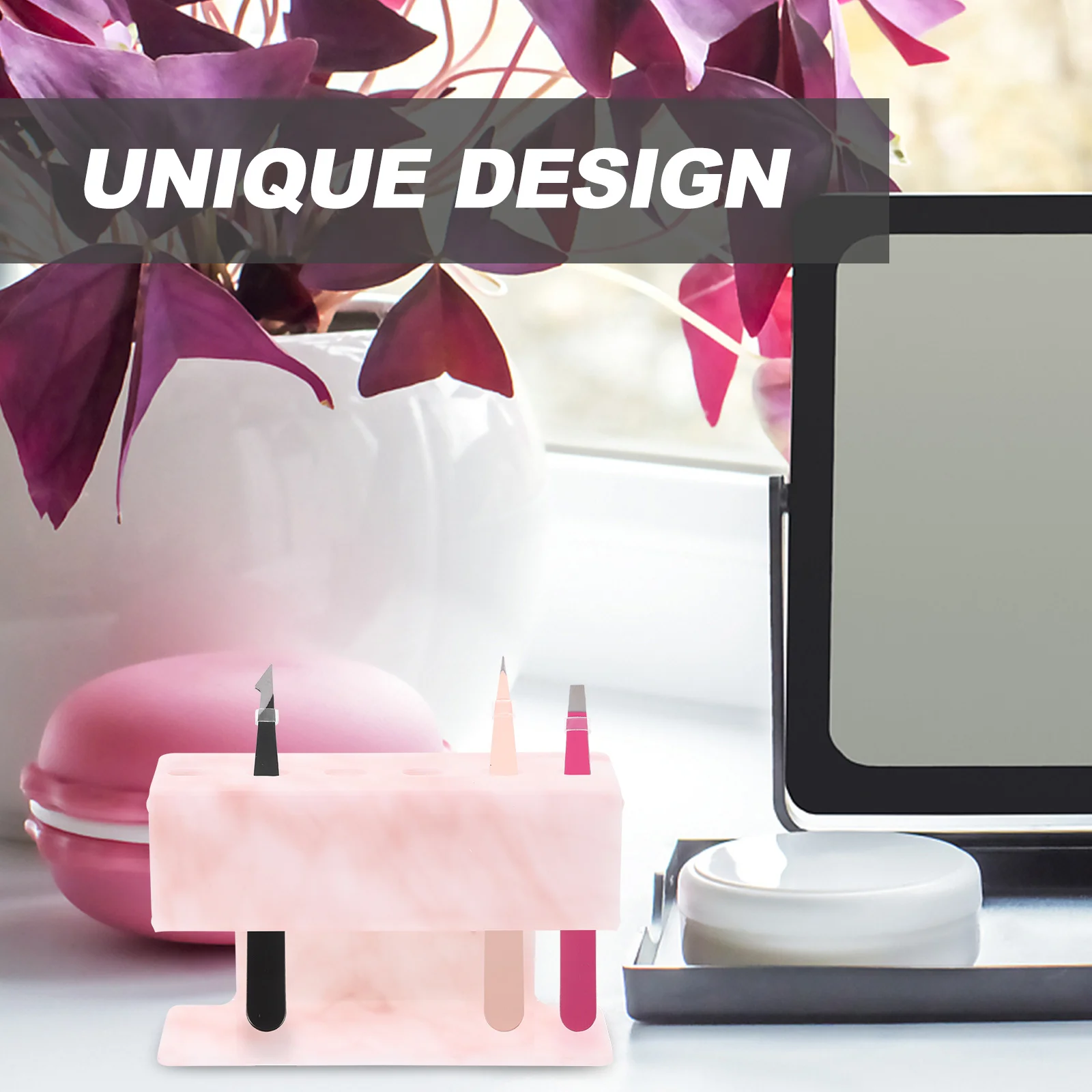 Lash Tweezer Holder Marble Design Strong Plastic Eyelash Tweezers Display Stand For Eyelash Extension Tools Storage