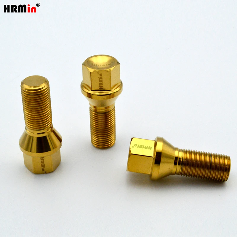 HRMin High quality M12*1.5*28-45mm Gr.5 titanium Conical seat wheel hub bolt titanium bolt lug bolt for BMW Lotus racing car