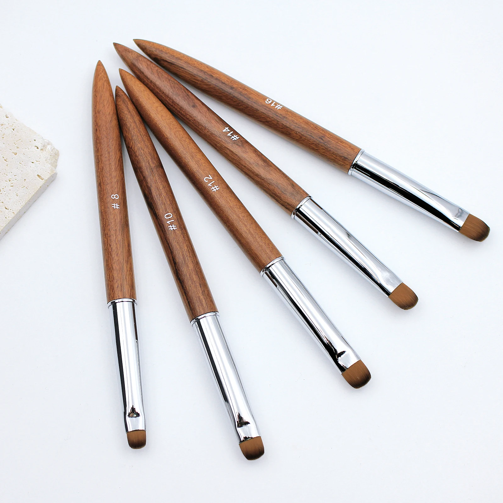 Kolinsky French Nail Art Brush Acrylic Drawing Rhinestone Gel Painting Sandalwood Handle