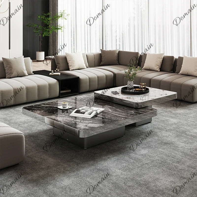 SdF  Unique Italian Coffee Table Designer European Marble Center Coffee Table White Minimalist Cute Meuble Salon Furniture Home