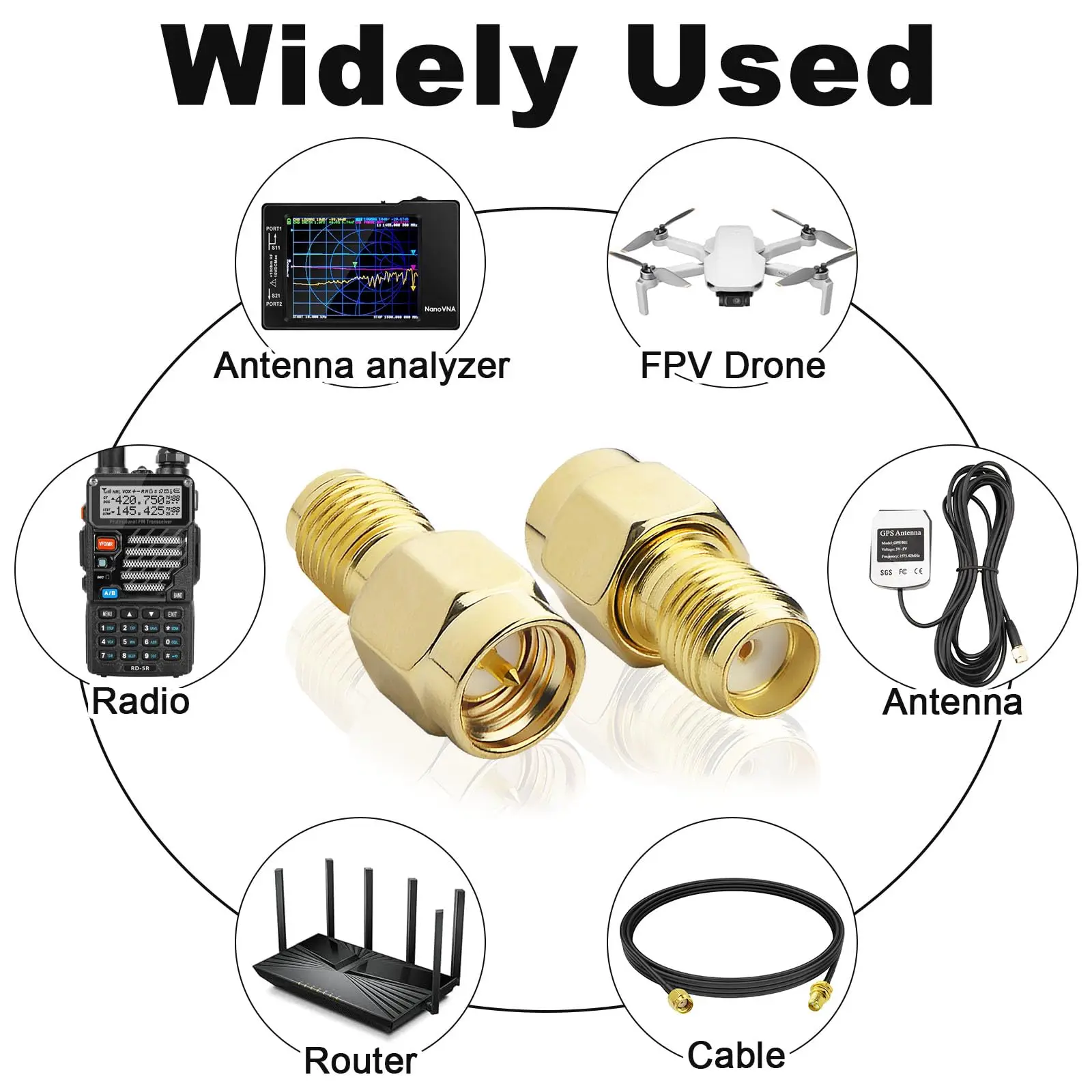 SMA Cable Gender Changers SMA Male to Female Adapter Low Loss Antenna Coax Extension Connector for Fpv Antenna Radio WiFi