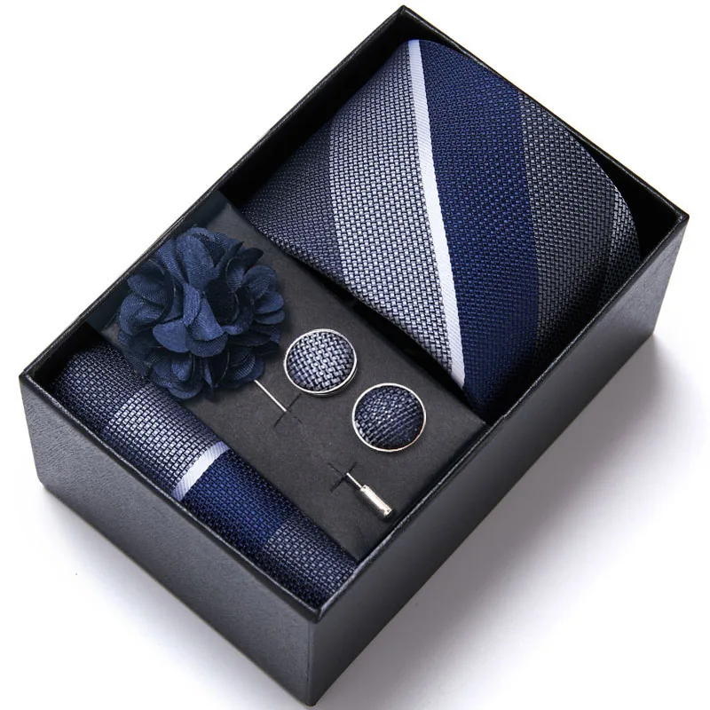 8cm Business Black Solid Paisley Men\'s Tie Neck Stripe Ties for Men Formal Luxury Wedding Neckties Gravatas In Gift Box