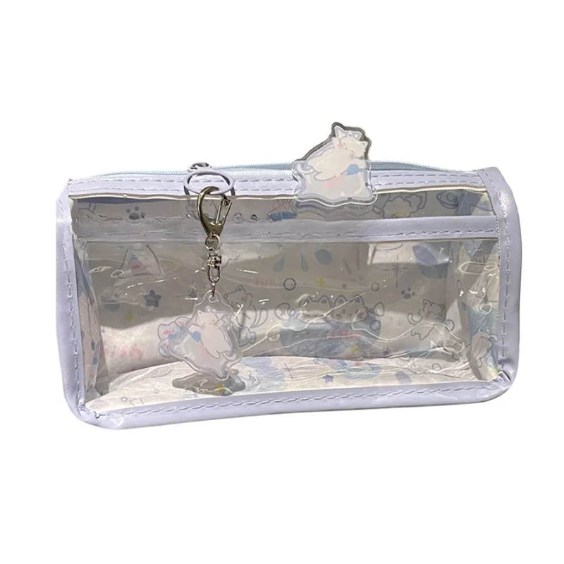 

Cartoon Transparent Pencil Case Double Layer Large-capacity Stationery Storage Bag Office School Supplies Cosmetic Pouch