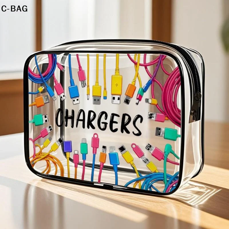 حقيبة مستحضرات التجميل الشفافة المحمولة من جانب واحد طباعة السفر حقيبة أدوات الزينة سميكة البلاستيكية ماكياج المنظم كيس التخزين للسفر