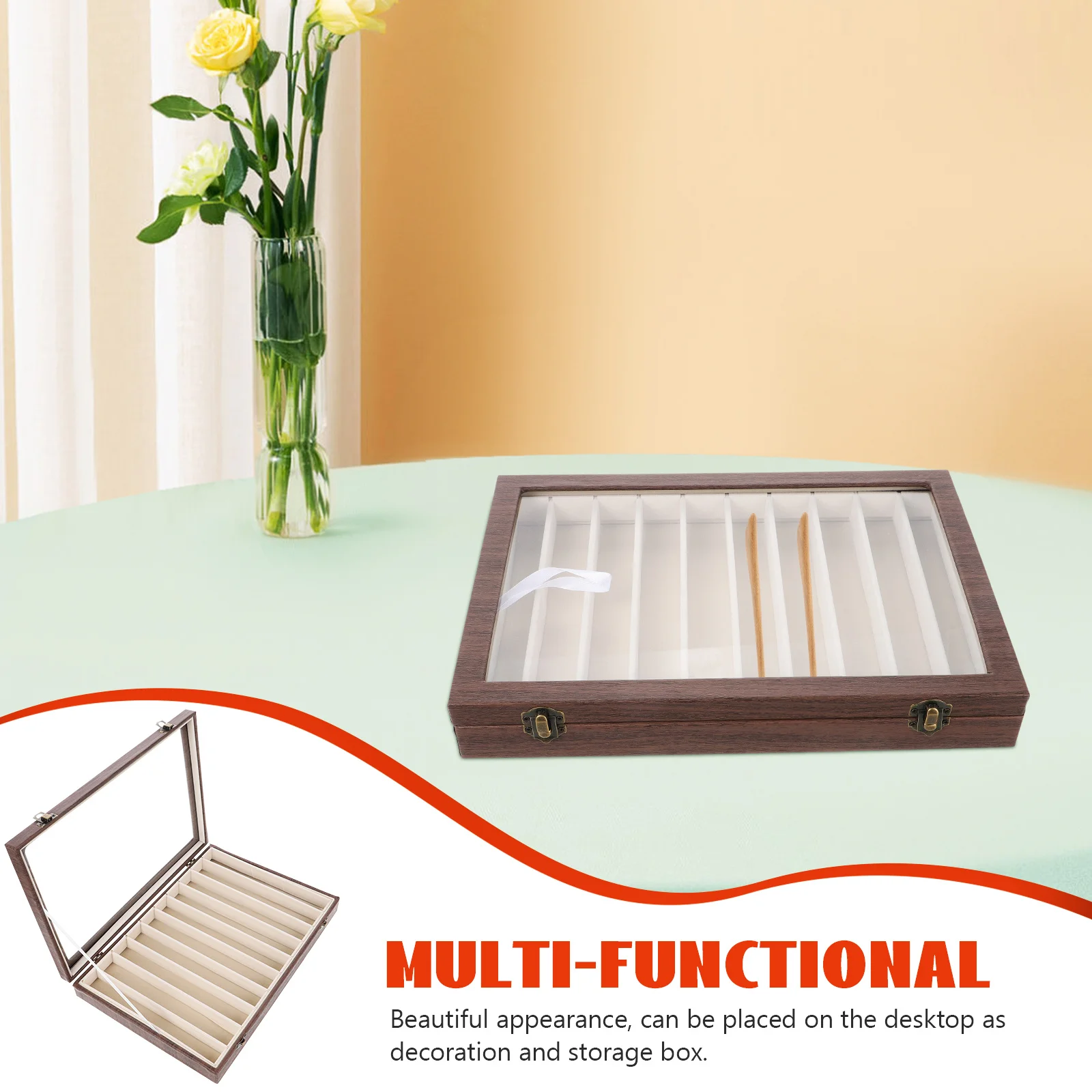 10 Grids Wooden Jewelry Box For Hair Accessories Storage Multi-Function Trinket Organizer Small Earring Bracelets Holder Desktop