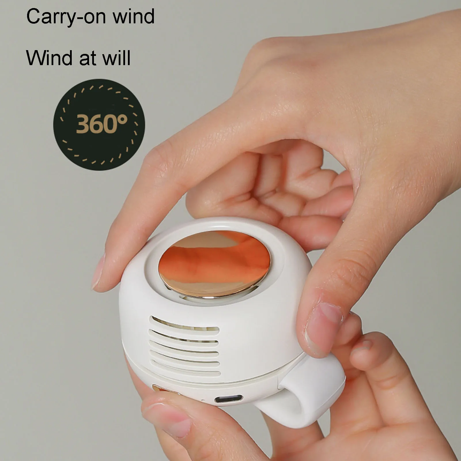 Mini 360° Rotating Waist Fan USB Charging Portable Silent Electric Cooling Fan Adjustable 3-speed For Outdoor Camping Hiking