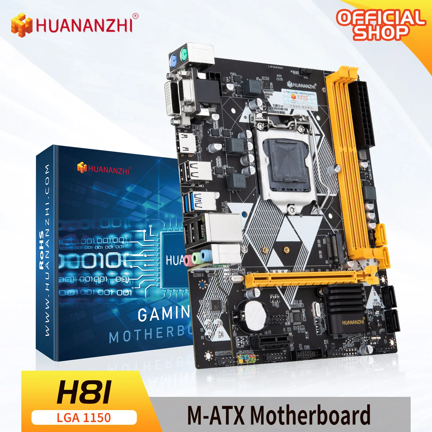 HUANANZHI H81 Motherboard M-ATX Intel LGA 1150 i3 i5 i7 E3 DDR3 1333/1600MHz 16GB M.2 SATA3 USB3.0 VGA DVI HDMI-Compatible RU