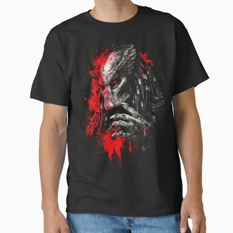 

80s Retro Horror movie Predator Yautja Hunter Movie Gaming Alien Warrior Gift T shirt large size Tops S-6XL