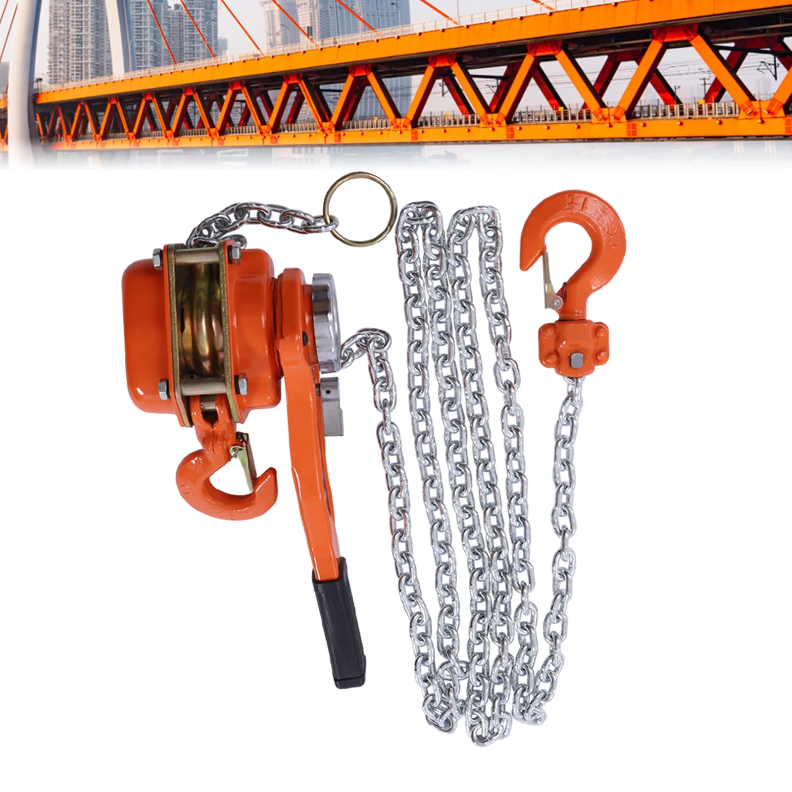 1650lbs Manual Chain Hoist, 10ft Lifting Height, Alloy Steel Shell, Safe to Use, G80 Manganese Steel Chain