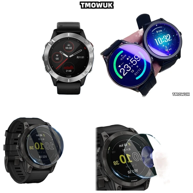 

For Garmin Fenix 6 6S 6X Pro Silver Tempered Glass Screen Protector Smart Watch HD Anti-Scratch 9H Hardness Durable Shield Film
