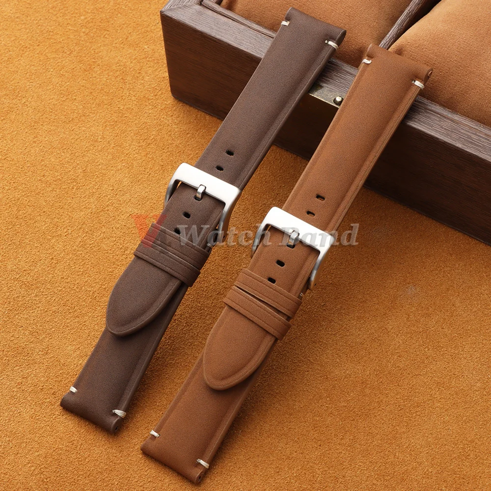 Matte Watchband Universal Breathable Porous Watchbands 20mm 22mm Bracelet for Seiko for Rolex Vintage Brown Leather Watch Straps