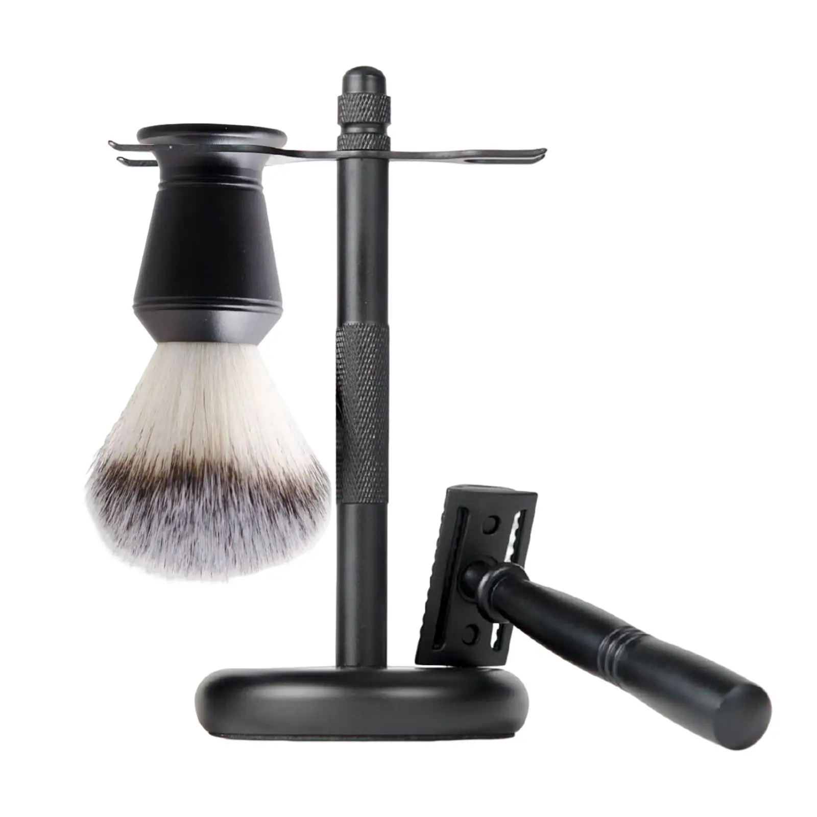 3x Mens Shaving Kit Black Luxury Elegant Razor+ Stand Holder + Shaving Brush