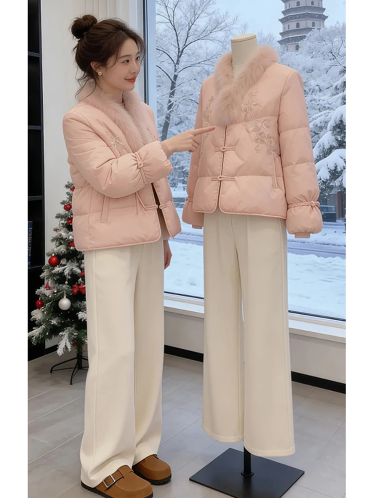 

Модная повседневная хлопковая куртка для женщин, зимняя утепленная теплая куртка с пуговицами, в корейском стиле, свободного кроя, короткое пальто