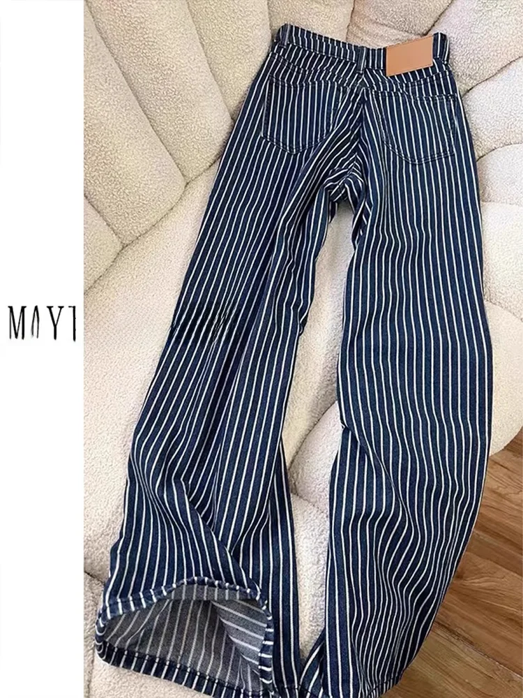 

Мужские широкие джинсы в американском стиле Cleanfit с синими вертикальными полосками, прочные брюки прямого кроя, молодежные, модные