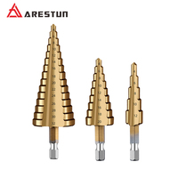 HSS Straight Fluted Pagoda Step Drill 3Pcs  5Pcs 6Pcs Cloth Bag Hex Shank Reamer Bit Set Titanium Coated Wood Metal Hole