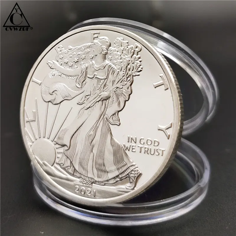 Non-magnetic 2020~2023 US Liberty Challenge Coin America Eagle Coin Silver Plated Commemorative Coin Collection Gift Home Decor