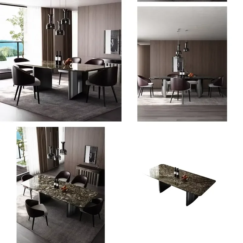 for Natural Luxury Stone Italian Simple Light Luxury High End Rectangular Marble Dining Table Household
