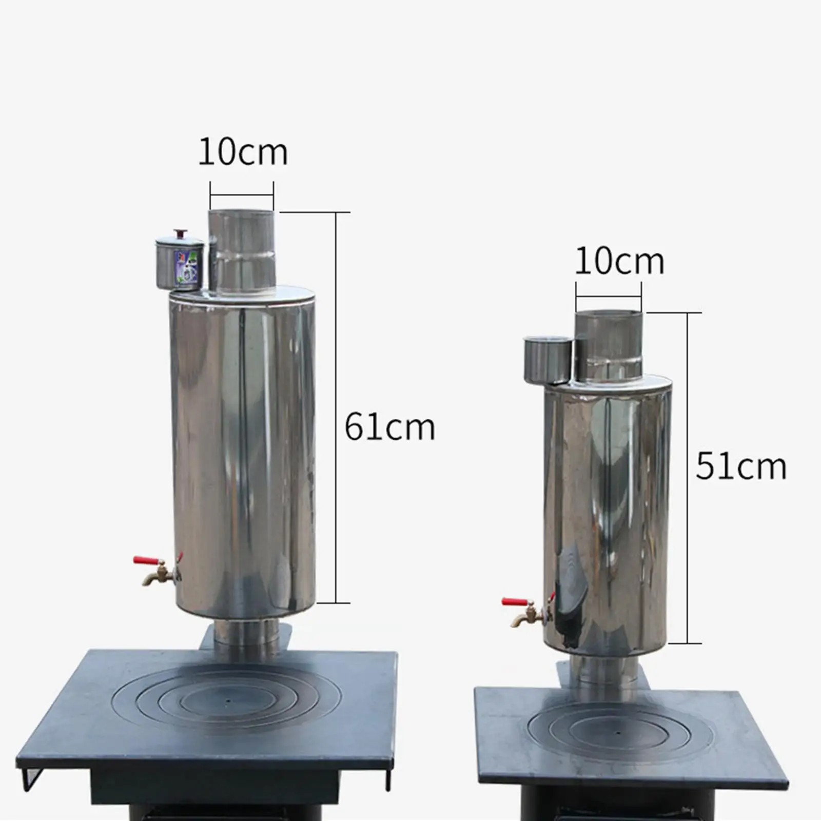 

Водонагреватель для походных плит с подключением к дымоходу, серебристый, из прочной нержавеющей стали, профессиональные аксессуары для кемпинга