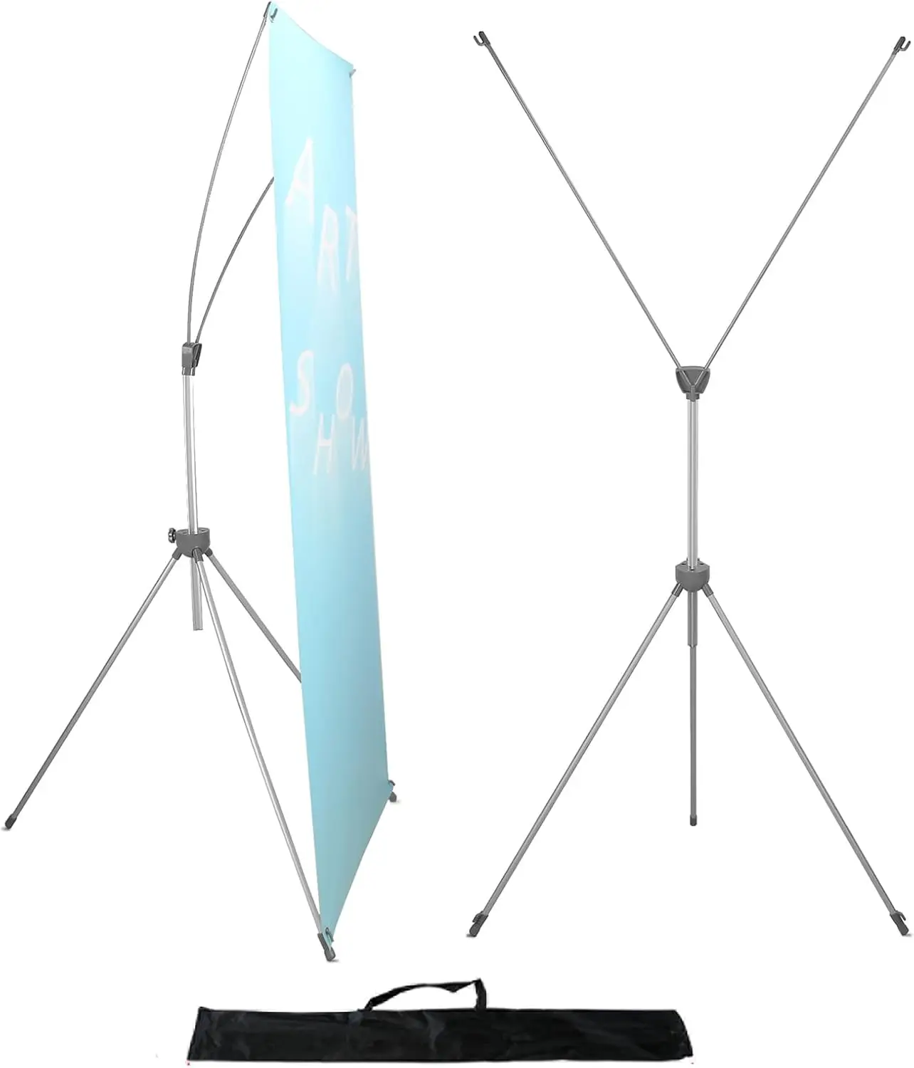 

Регулируемая стойка для баннеров для выставок, подходит для размеров от 23"x63" до 32"x78", портативная, с сумкой, комплект из 2 штук