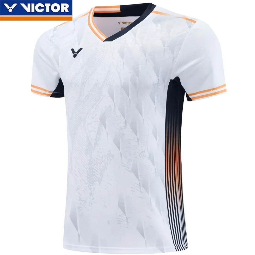 Victor Badminton Jersey Men's and Women's Sports Short-sleeved Top Quick-drying Breathable Children's Club Training Jersey