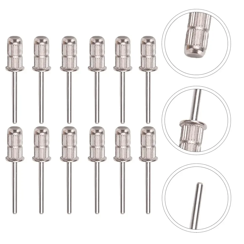 

12Pcs Nail Drill Bits Easy-Off Stainless Steel Sanding Band Shaft for Efile Replacement Heads to Nails Sander Tips Nail Tool