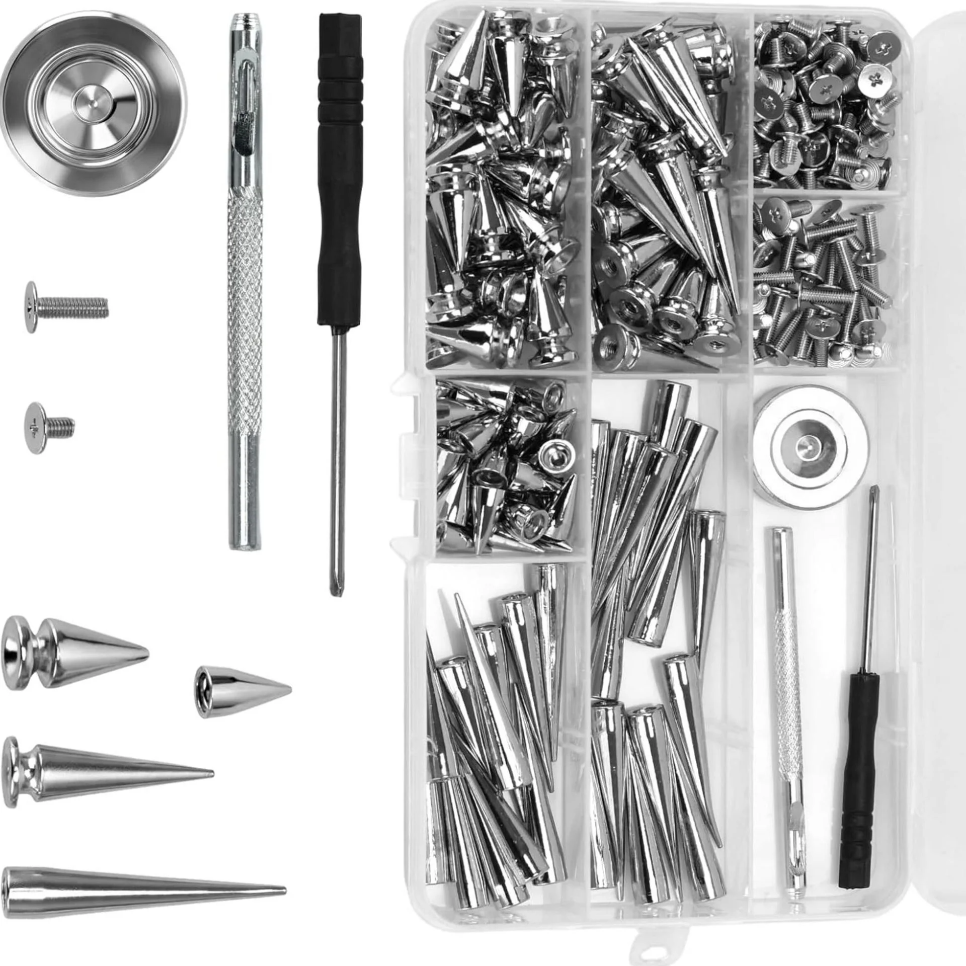 Zinc Alloy For Stud Rivet Kit with Punch Screwdriver and Base for Leather Fabric DIY Projects and Customization