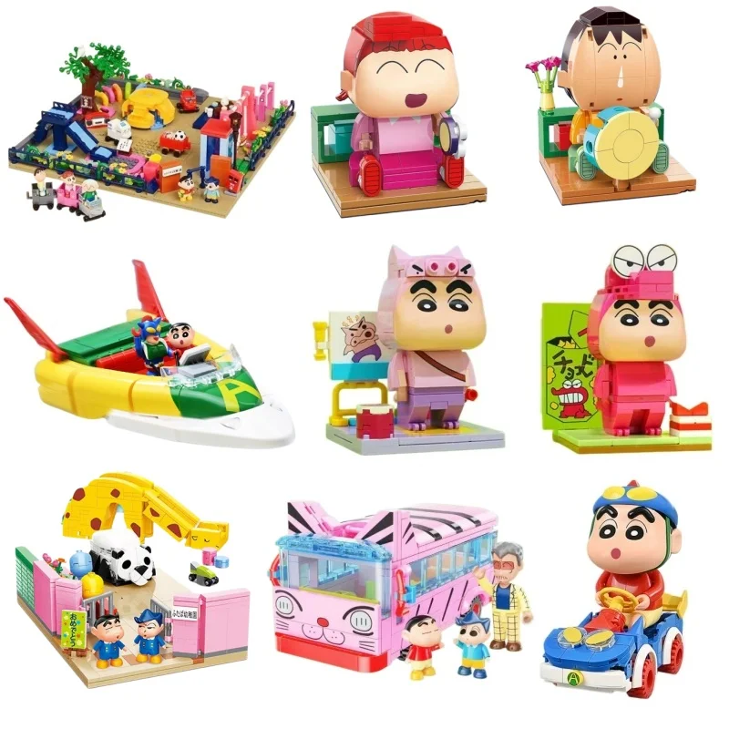 

Конструктор Keeppley Crayon Shin-chan: Школьный автобус и уличный пейзаж, модель для сборки, украшение для стола, детские игрушки, подарки
