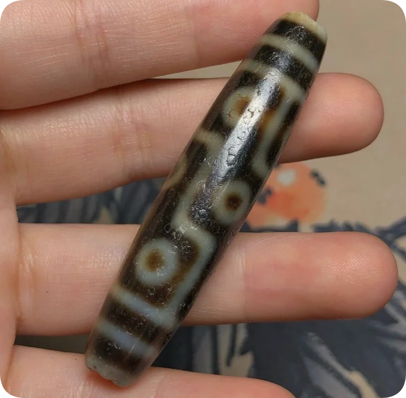 Power Energy Tibetan Old Oily Agate Dzi *9 Eyes* Bead Pendant H728