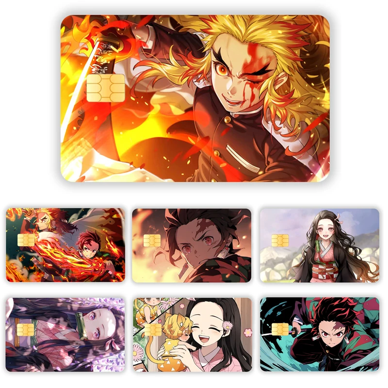 Japanese Comics Demon Slayer's Blade Pvc Sticker Waterproof Anime Film Tape Skin for Credit Card Debit Card Sticker Decal Gifts