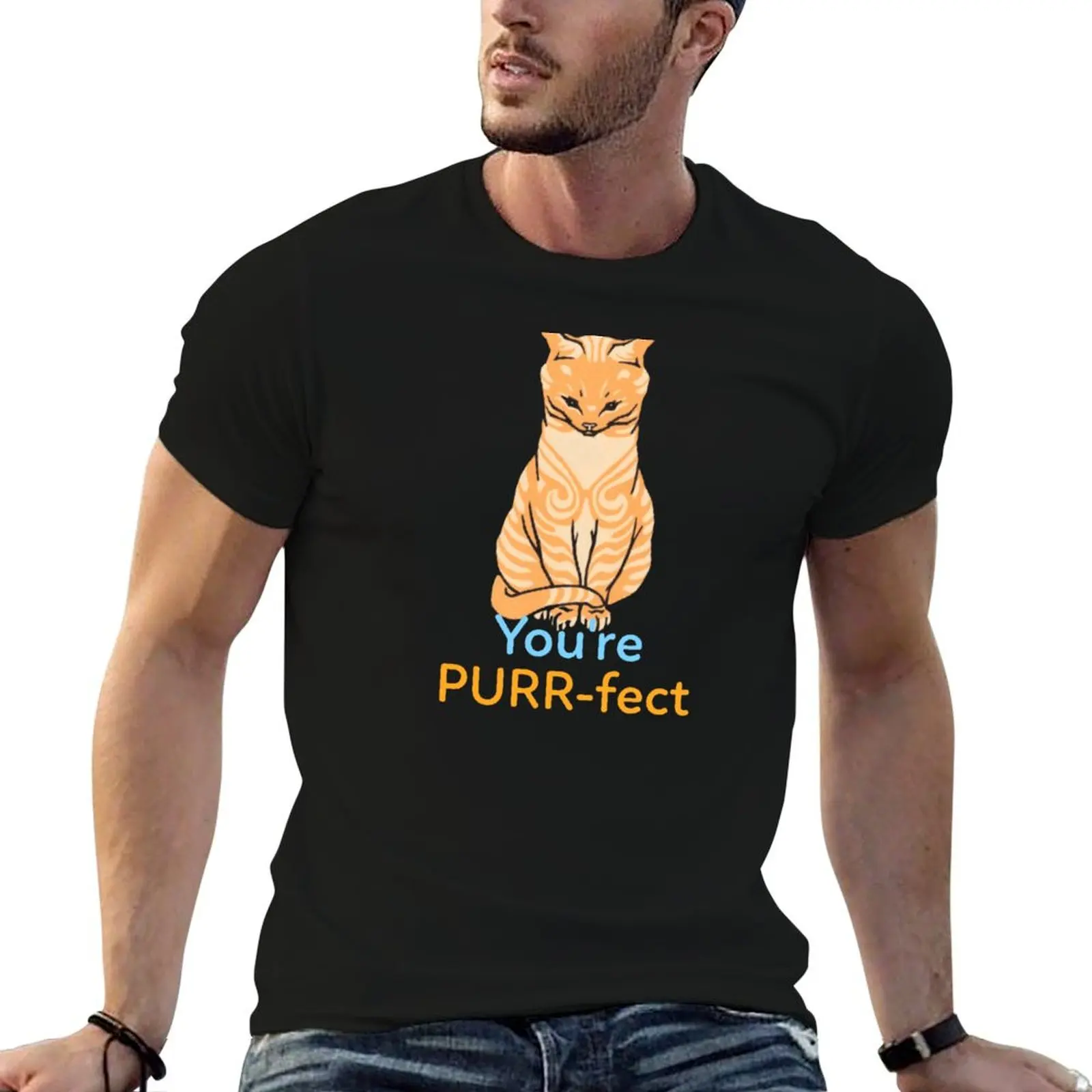 Cute Orange Ginger Cat You're PURR-fect T-Shirt All Match Print Short Sleeve Top