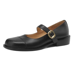 Loafers Shoes for Women Flats Casual Genuine Leather Flat Student Footwear Creepers Oxfords Shoes Girl Large Size 45 48