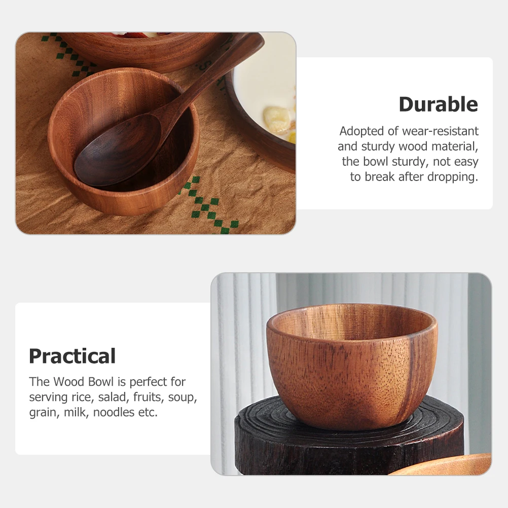 

Acacia Wooden Bowl Decorative Fruit Serving for Kitchen Salad Bowls Aesthetic Container