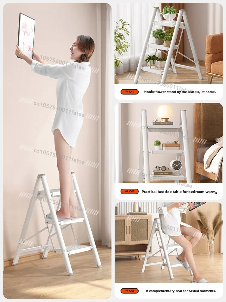 Household Folding Telescopic Thickened Herringbone Ladder Indoor Multi-functional Staircase Aluminum Alloy Ladder Small Ladder