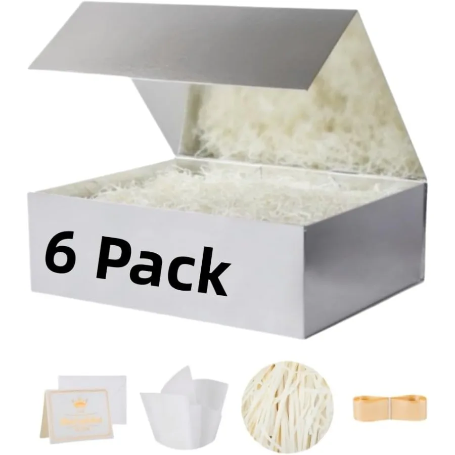 

6 упаковок Sier Gift бык, большие 13,5x11,8x4,7 дюйма, роскошное предложение для подружки невесты, бык для центов с магнитной застежкой, складная крышка, контейнеры C