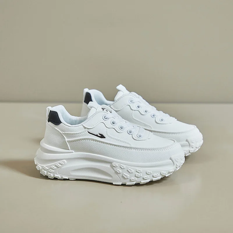 Spring PU Leather Women Shoes Fashion Breathable Female Sneakers Thick-Soled Increase Breathable Sports Casual Size 35-40