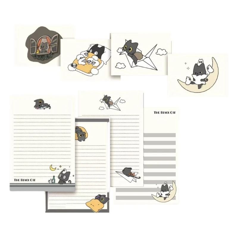 

J0MB 1 SET SET PASTEURY PAPER & COVENTEES SET CATS Письмо писать буквы с конвертами