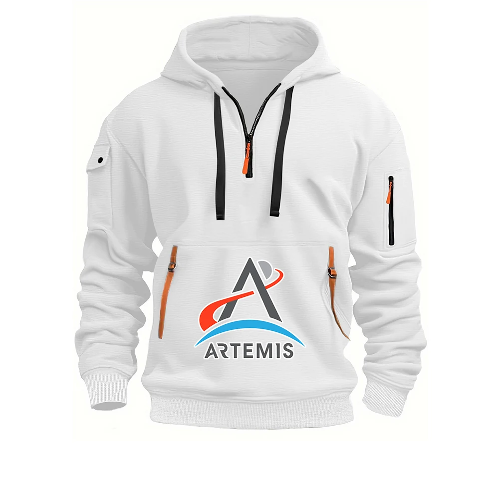 Spring And Autumn Premium Hoodies Men's 2026 Artemis Program Logo Print Classic Timeless Fashion Avant Garde Style Hooded Coat