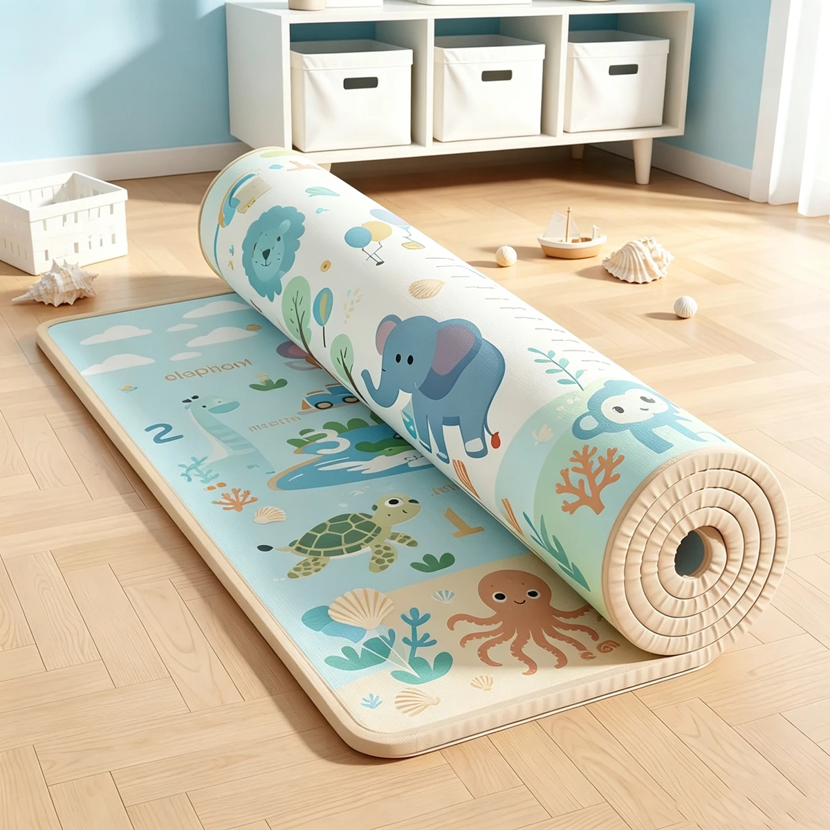 Comfort Toddler Crawling Mat Foldable Waterproof Anti-slip Double Sided Pattern Infant Activity Floor Cushion