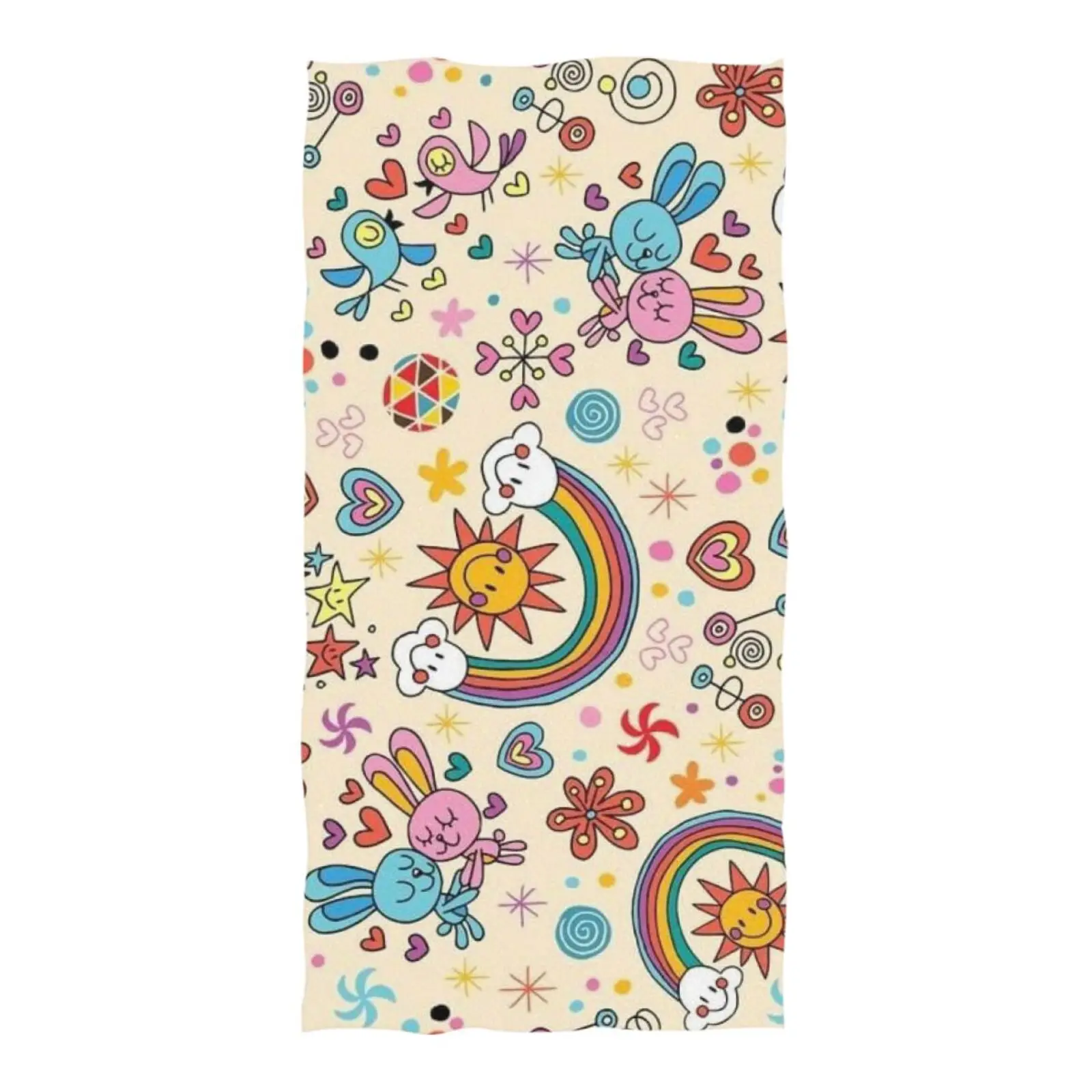 Rainbow bunny Pattern Beach Towel,  Beach Towe Quick Drying, Perfect For Travel beach towell AbsorbentQuick dry  breathable