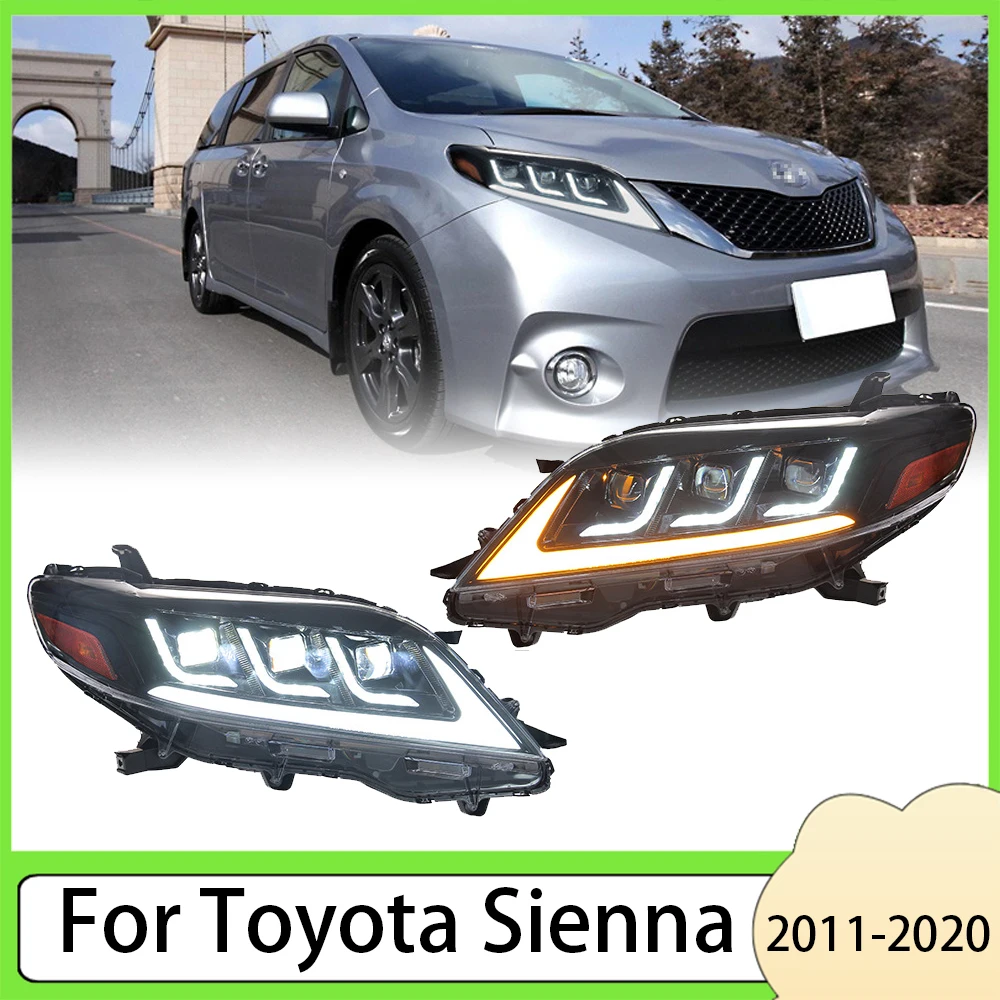 

Автомобильные фары для Toyota Sienna 2011-2020 годов, автомобильные фары головного света в сборе, велосипедные линзы, динамическая лампа, старт, анимация, подсветка