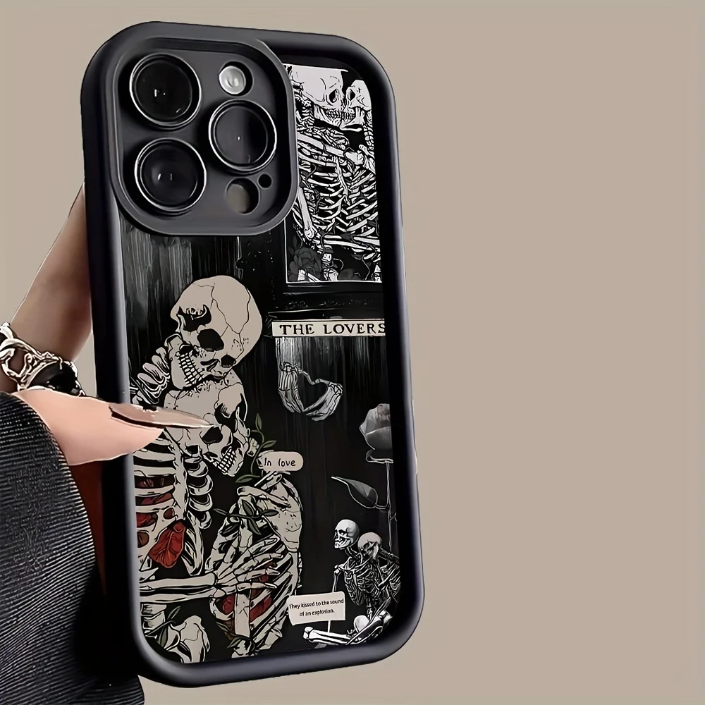 حافظة هاتف على شكل جمجمة لهاتف iPhone 16، 15، 14، 13، 12، و11 Pro Max تقدم مقاومة للانزلاق #1