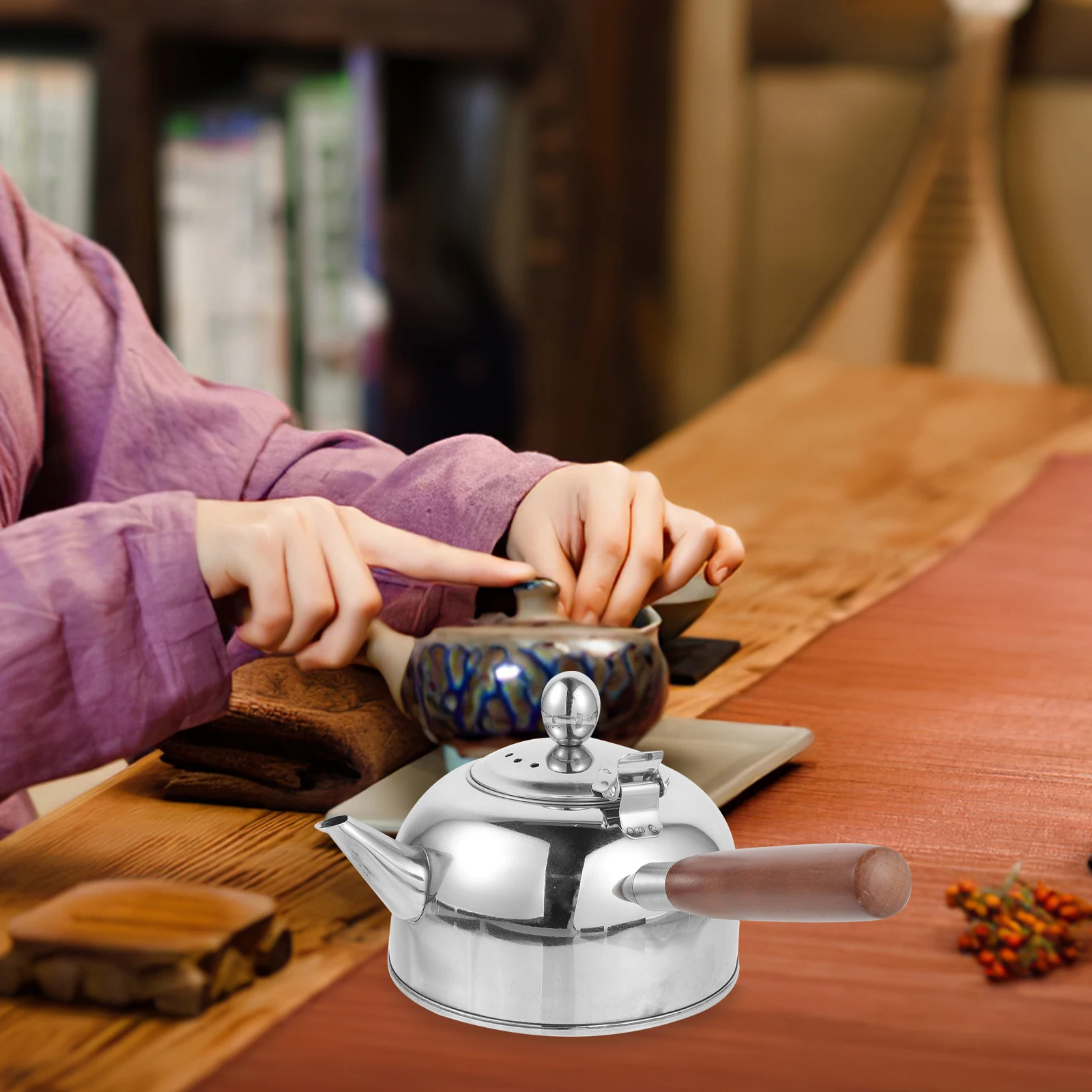 

Stainless Steel Tea Kettle With Side Handle Cool-Touch Design For Stovetop Portable Water Kettle Kitchen Tea Pot Household