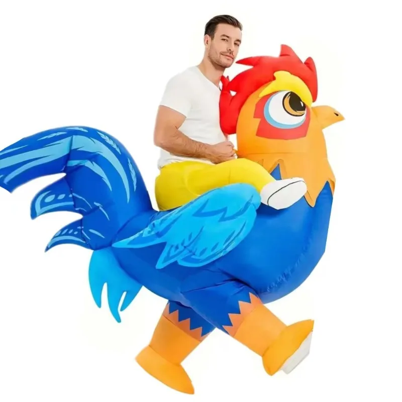 

New Arrival Colorful Feather Inflatable Rooster Costume for Kids Festival Puppet Performance Outdoor Walking
