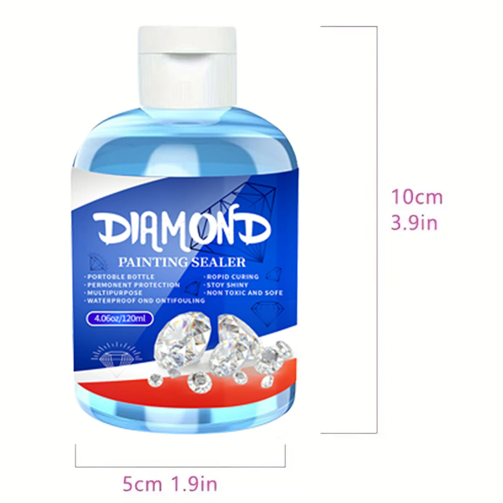 4In1 120ML Diamond Painting Sealer with 3 Pcs Brushes  Art Permanent Hold & Shine Effect Sealer Diamond Painting Puzzle