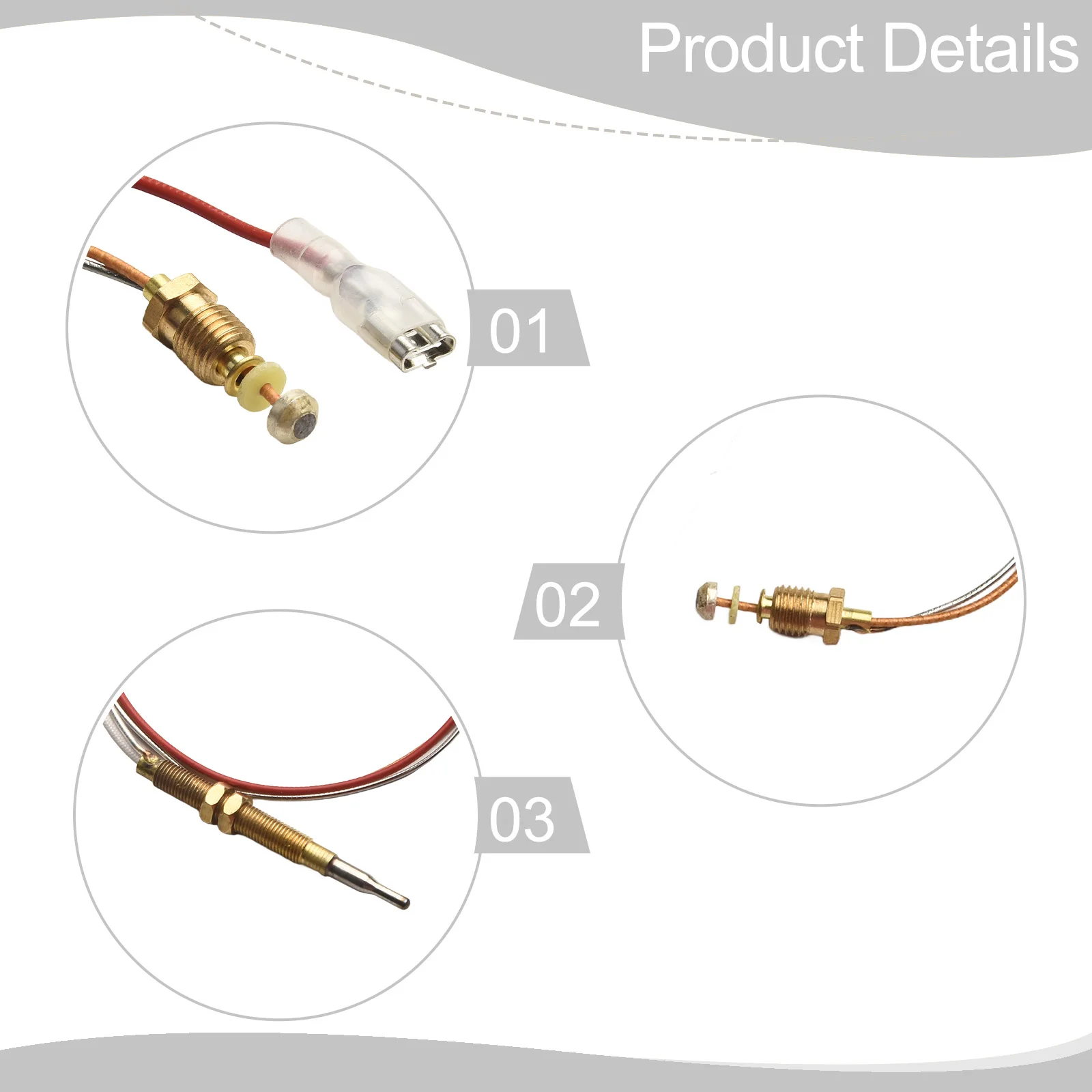 For Gas Heater Models Gas Thermocouple Head Gas Heater Thermocouple 600mm Wire Length Compatible With Many Models