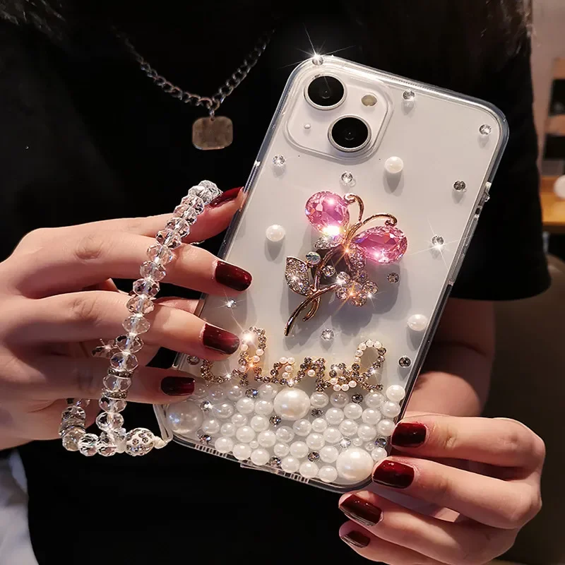 Pearl Jewelled Rhinestone Crystal Diamond Soft Back Phone Case Cover For Samsung Galaxy S26 S24 S25 Plus S21 FE S22 23Ultra