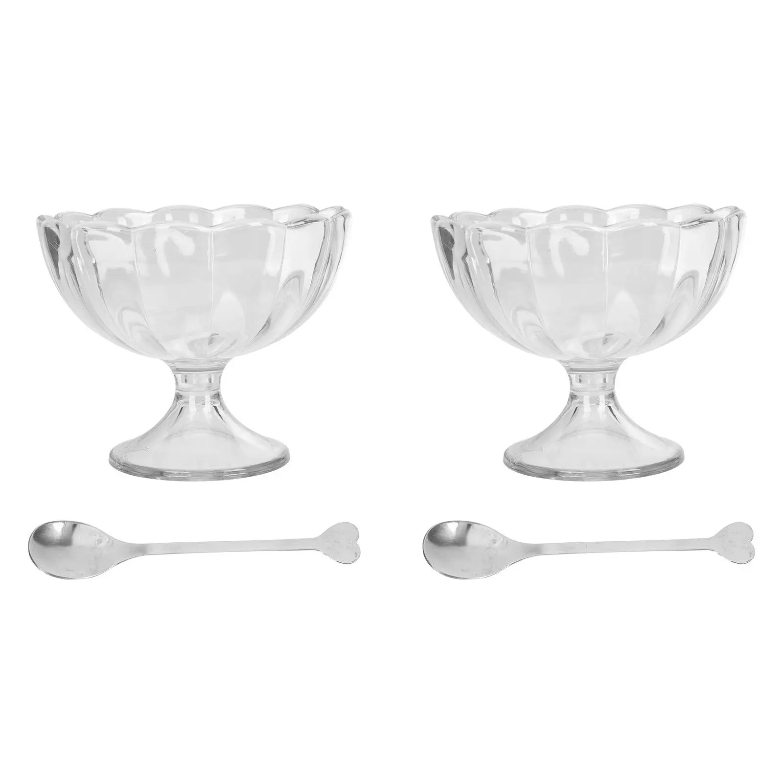 2Sets Transparent Pudding Cup Multi-Function Dessert Glass Elegant Standing Design for Home Office Restaurant Hotel Gift