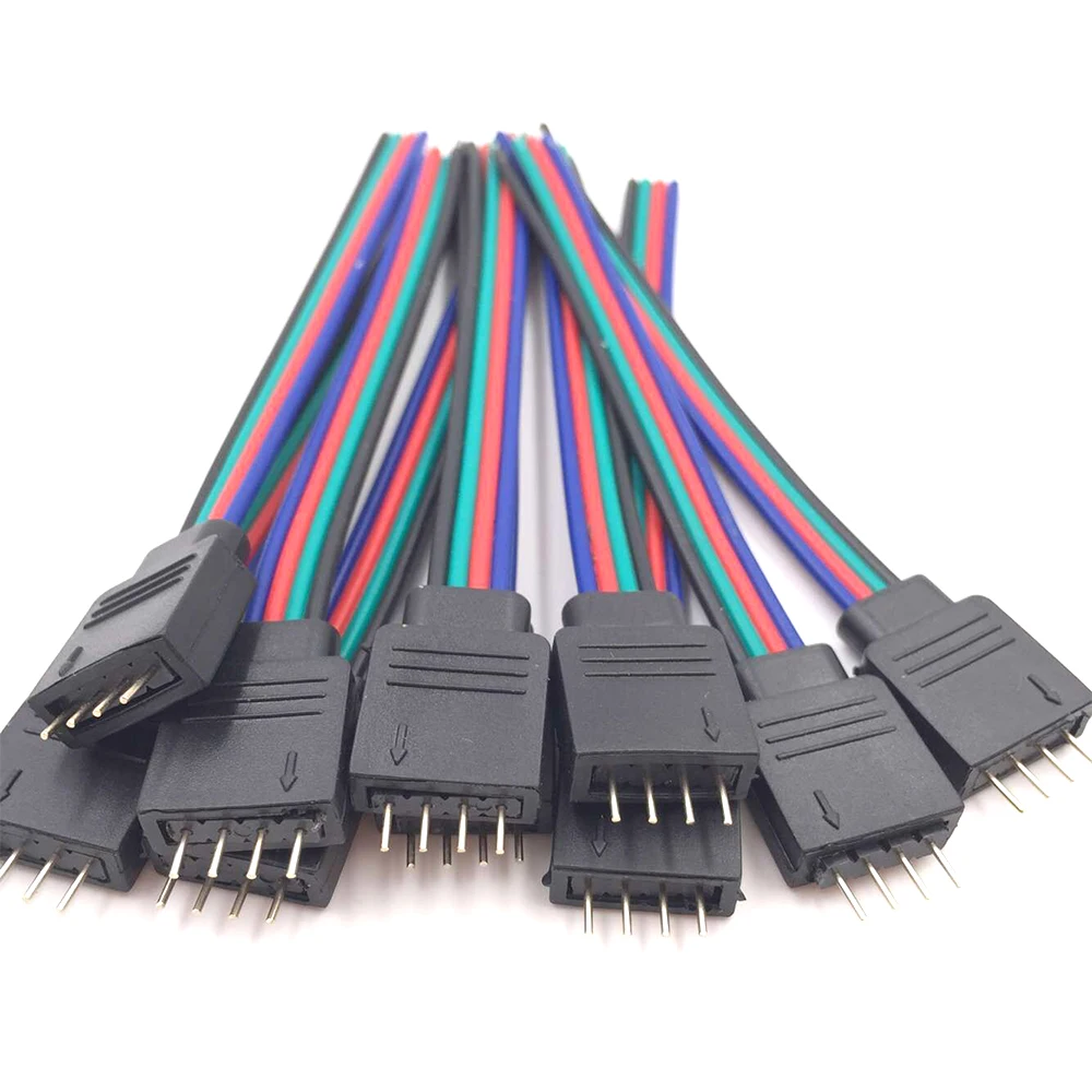 4pin 10Cm LED RGB Strip Lampu Konektor Laki-laki Perempuan Steker Soket Menghubungkan Kabel Kawat untuk 5050 RGB RGBW Lampu Strip Led