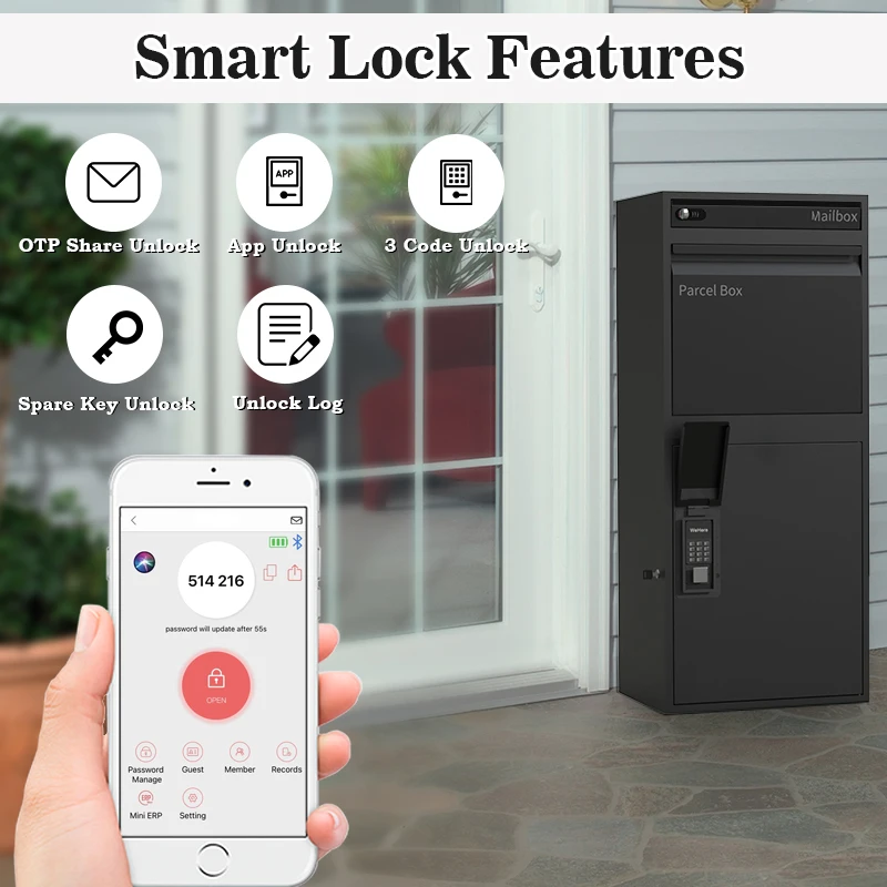 Smart Parcel Delivery Box Large Secure Outdoor Mailbox Anti-Theft Package Drop Box for Home Delivery